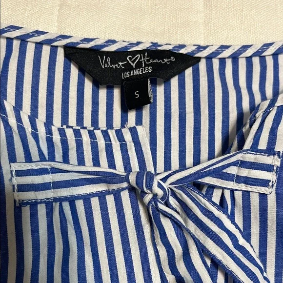Velvet Heart Blue and White Striped Blouse - Picture 3 of 5